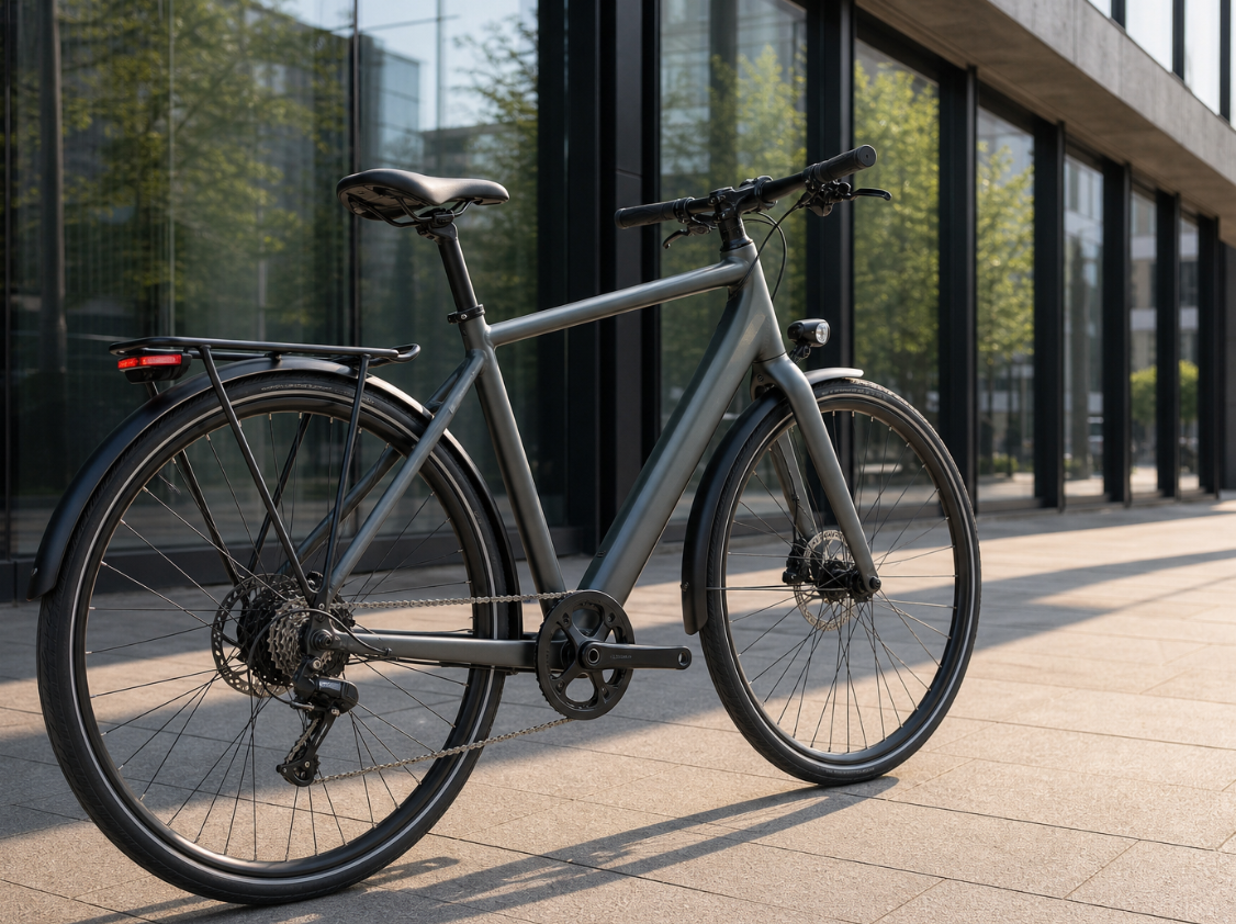 Urban Commuter Bike with Rear Rack and Lights